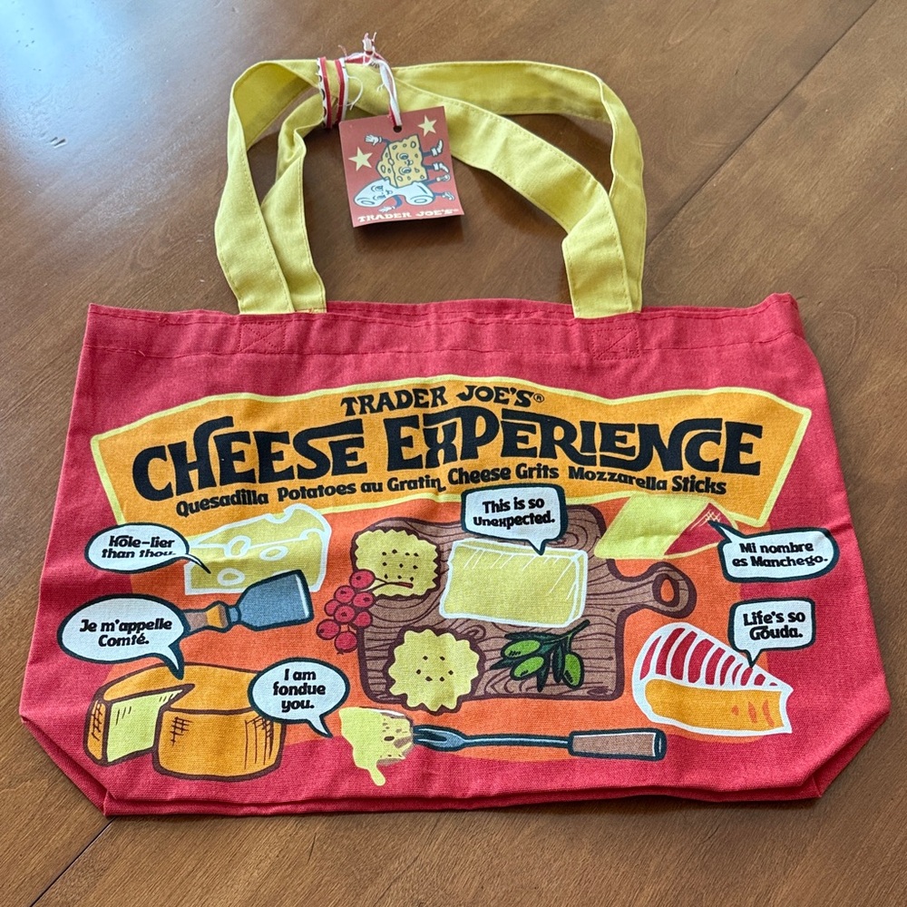 Trader Joe's Cheese Experience Tote Bag - Red and Yellow